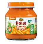 Purée de carottes Demeter Bio sans sucres ajoutés, sans gluten, dès 5 mois, pot de 125 g – Holle