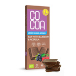 Chocolat aux myrtilles avec vitamine C de l'acérola sans sucre ajouté bio 40 g - COCOA