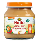 Purée de pomme sans sucres ajoutés, sans gluten, dès 5 mois, Demeter Bio 125 g petit pot – Holle