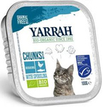 Pâtée pour chat Bio au poulet, aux morceaux de poisson et à la spiruline 100 g – Yarrah